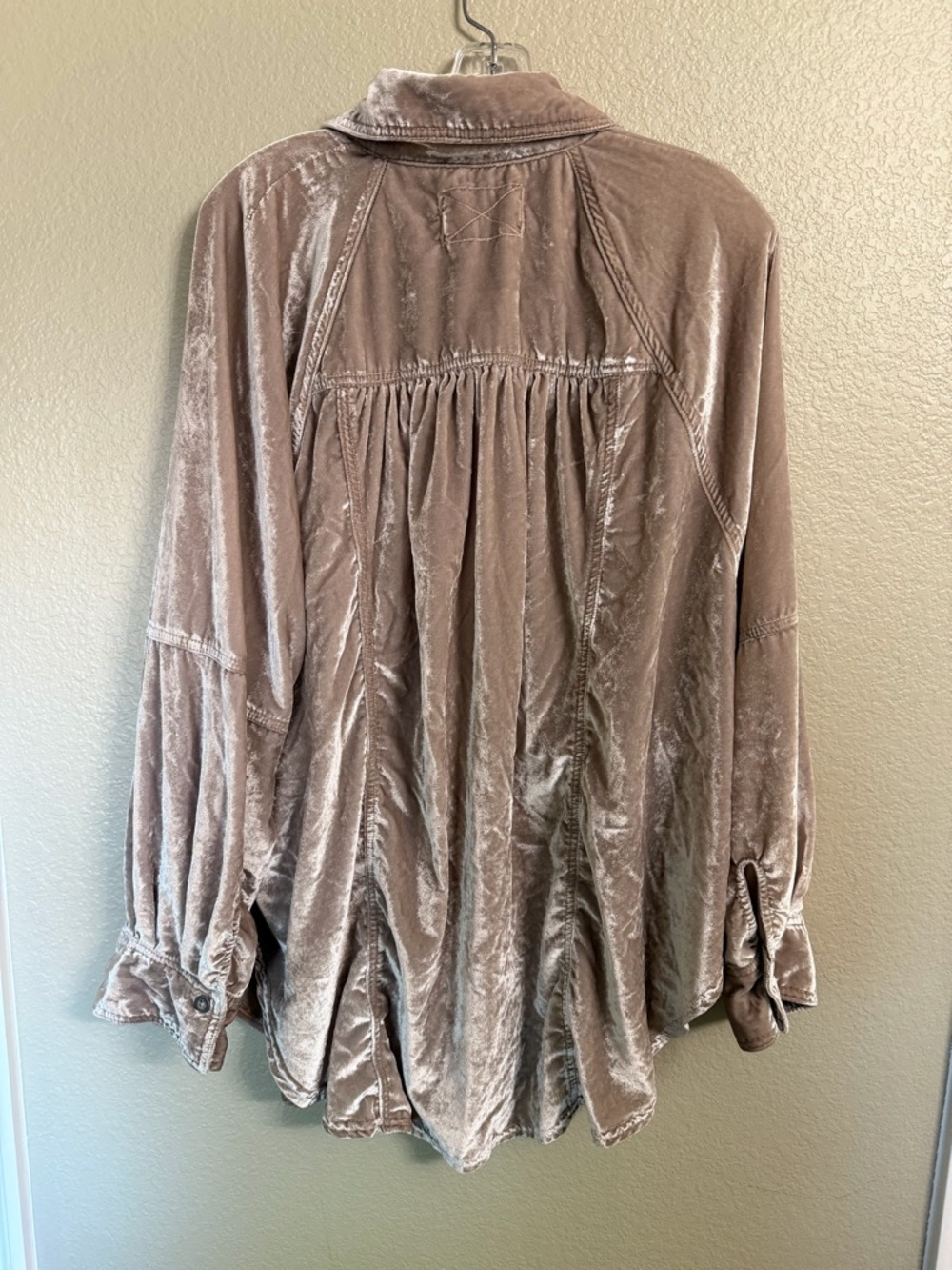 We The Free Shimmery Taupe Velvet Shirt Jacket - Picture 7 of 8